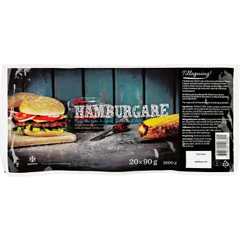 Hamburgare Fryst 20x90g 1,8kg ICA.