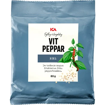 Vitpeppar Hel 80g ICA.