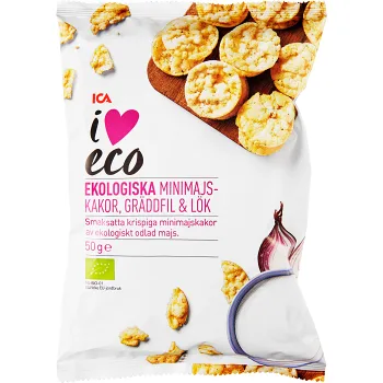 Minimajskakor Gräddfil &amp; Lök Ekologisk 50g ICA I love eco.