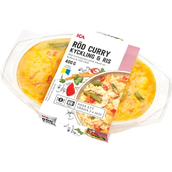 Färdigmat Röd Curry med Kyckling &amp; Ris 400g ICA.