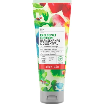 Barnschampo &amp; Tvål Röda bär Ekologisk 250ml 2in1 ICA Hjärtat EKO.