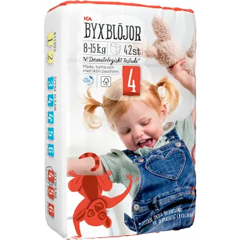 Byxblöjor 8-15kg Miljömärkt 42-p ICA.
