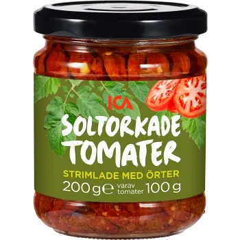 Soltorkade tomater Strimlade med örter 100g ICA.