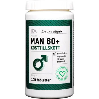 Multivitamin Man 60+ Kosttillskott 100-p ICA Hjärtat.