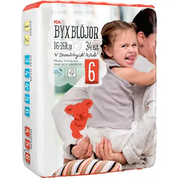 Byxblöjor 16-26kg Miljömärkt 34-p ICA.