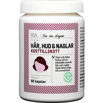 Multivitamin Hår Hud &amp; Naglar Kosttillskott 60st ICA Hjärtat.