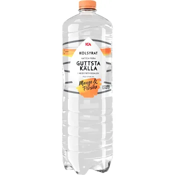 Vatten Kolsyrad Mango &amp; persika 1,5l ICA.