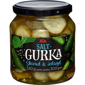 Saltgurka skivad 530g ICA.
