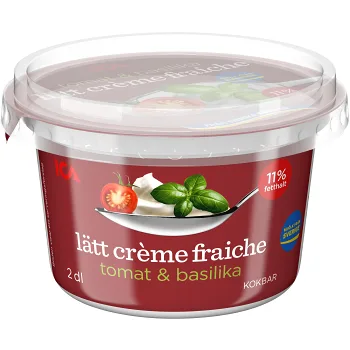 Crème fraiche Lätt Tomat &amp; Basilika 11% 2dl ICA.