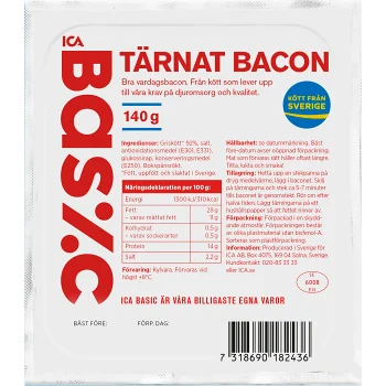 Bacon Tärnad 140g ICA Basic.
