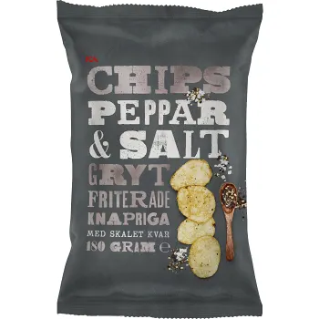 Chips Svartpeppar Salt Grytfriterade 180g ICA.