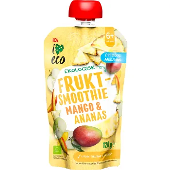 Fruktsmoothie mango &amp; ananas 6m 120 g ICA I love eco.