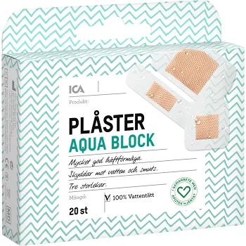 Plåster Aqua block 20-p ICA Hjärtat.