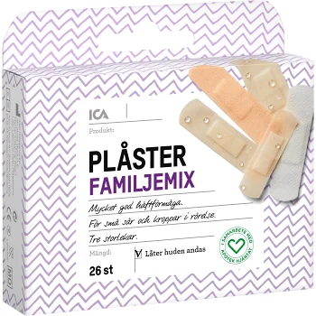 Plåster Familjemix 26-p ICA Hjärtat.