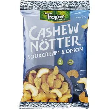 Cashewnötter Sourcream &amp; Onion 275g Tropic Snacks.