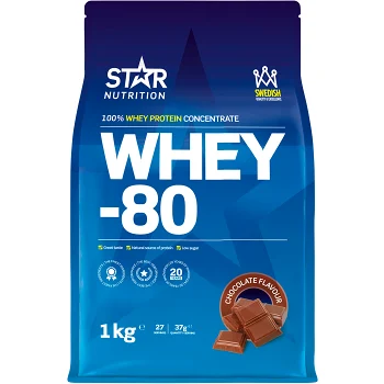 Proteinpulver Whey-80 Chocolate 1kg Star Nutrition.