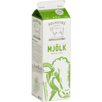 Mellanmjölk 1,5% 1l Holmryds Mejeri.
