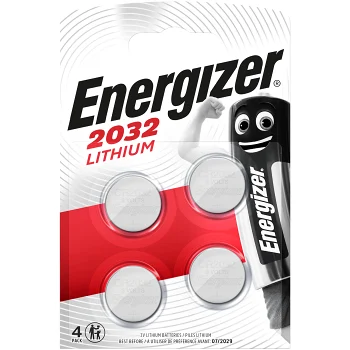 Batteri/knappcell litium 3V CR2032 4-p Energizer.