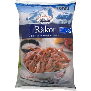 Räkor med Skal Frysta 1kg Polar Seafood.