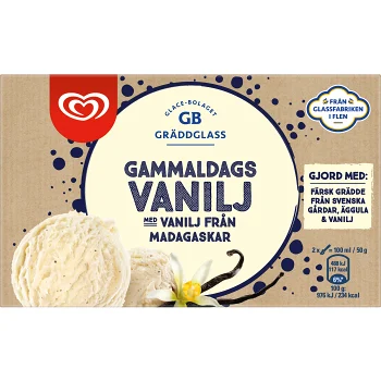 Glass Gammeldags vanilj 500ml GB Gräddglass.