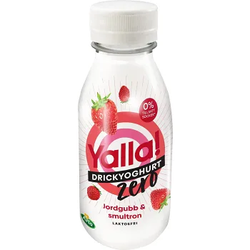 Drickyoghurt Zero Jordgubb &amp; Smultron 0,5% Laktosfri 350ml Yalla®.
