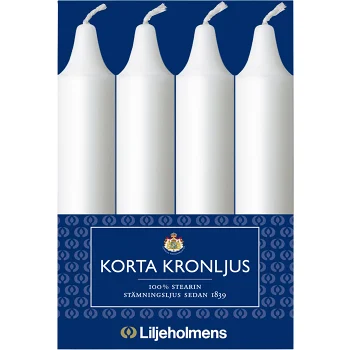 Kronljus Kort Vit 4-p Liljeholmens.