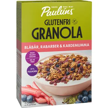 Granola blåbär &amp; rabarber Glutenfri 350g Pauluns.