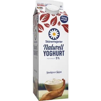 Yoghurt Naturell 3% 1l Skånemejerier.