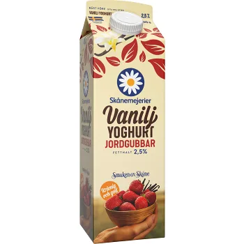 Vaniljyoghurt Jordgubb 2,5% 1000g Skånemejerier.
