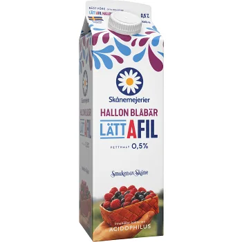 A-fil Lätt Hallon &amp; blåbär 0,5% 1l Skånemejerier.
