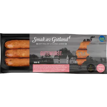 Grillkorv Gutewurst 76% Kötthalt 300g Smak av Gotland.