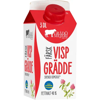 Vispgrädde 40% 3dl Grådö Mejeri.