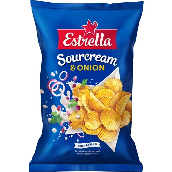 Chips Sourcream &amp; Onion liten påse 40g Estrella.