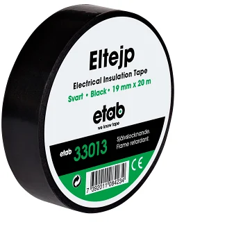 Eltejp svart 19mm x 20m.