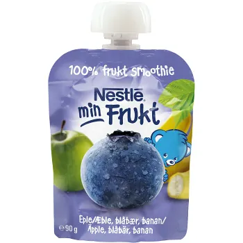 Min frukt Äpple &amp; blåbär Från 5m 90g Nestle.