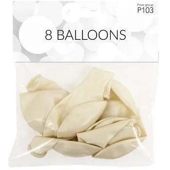 Ballonger pärlvit 8p Happy Party.