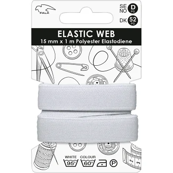 Resårband bred 1m 15mm vit.