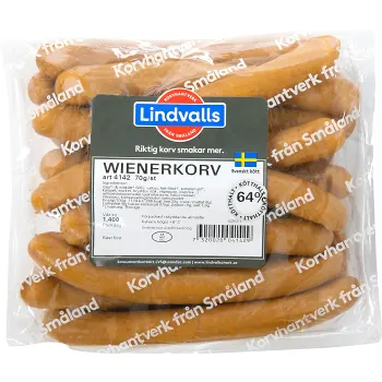 Wienerkorv 64% Kötthalt 1,4kg Lindvalls.