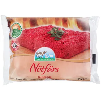 Köttfärs Nöt halal Fetthalt 10% Fryst 750g Qibbla Halal.