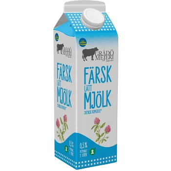 Lättmjölk 0,5% 1l Grådö Mejeri.