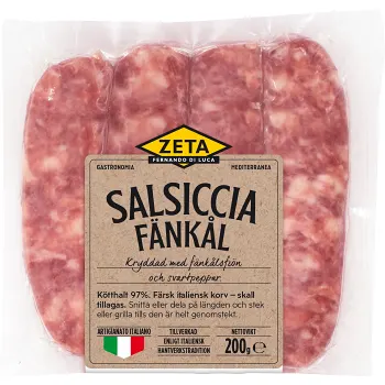 Färskkorv Salsiccia Fänkål 97% Kötthalt 200g Zeta.