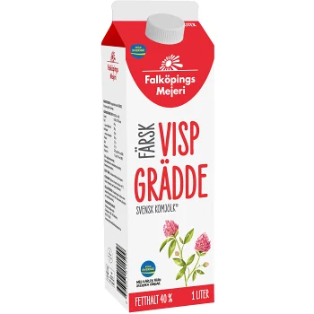 Vispgrädde 40% 1l Falköpings Mejeri.