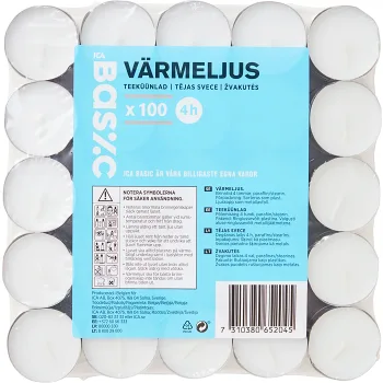 Värmeljus Vit 100-p ICA Basic.