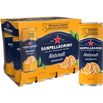 Sparkling drink Aranciata 6-p 33cl San Pellegrino.