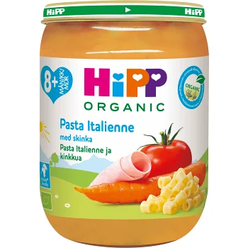 Pasta italienne med skinka Från 8m Ekologisk 190g Hipp.