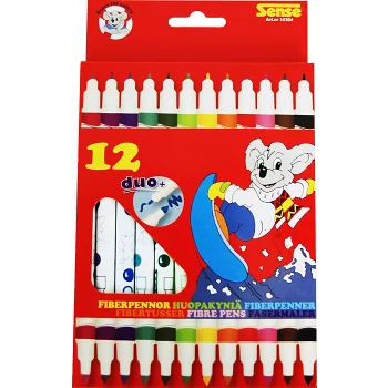 Fiberpennor dubbelspets 12-p Sense.