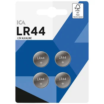 Knappcellsbatteri LR44 4-p ICA.