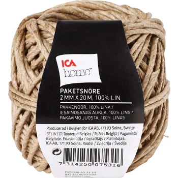 Paketsnöre natur 2mmx20m ICA.