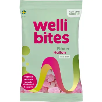 Gelégodis Fläder &amp; hallon Vegansk 70g Wellibites.