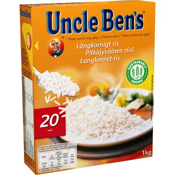 Långkornigt Ris Koktid 20min 1kg Uncle Bens.